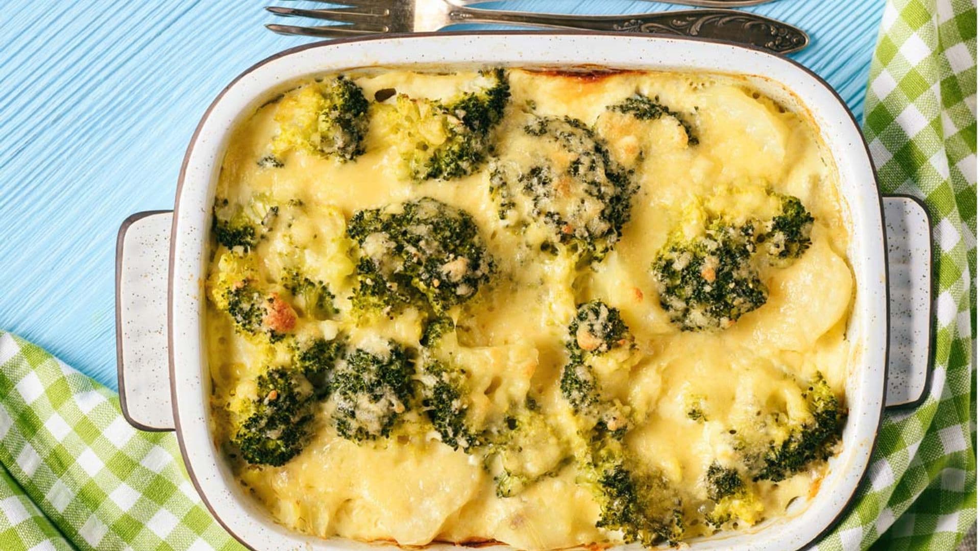 Brócoli y patata gratinados con sabayón