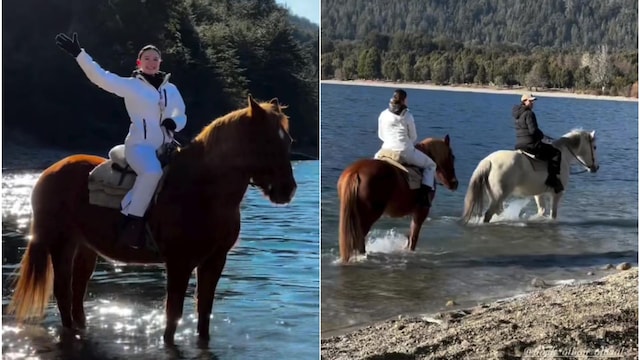 Mía Rubín y su novio Tarik Othón en sus vacaciones por Argentina.