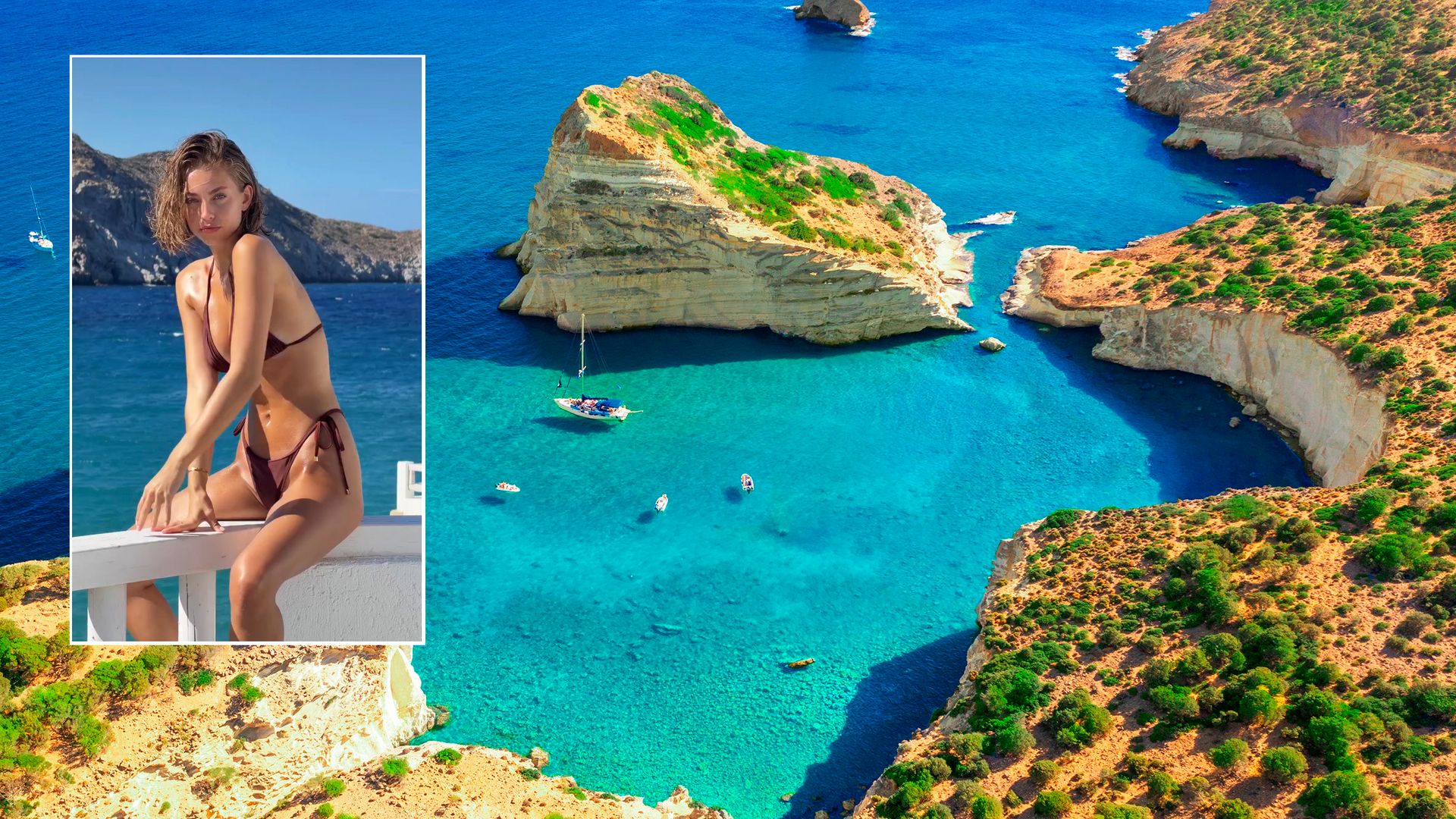 La actriz portuguesa Magui Corceiro en sus vacaciones de verano en la isla griega de Milos