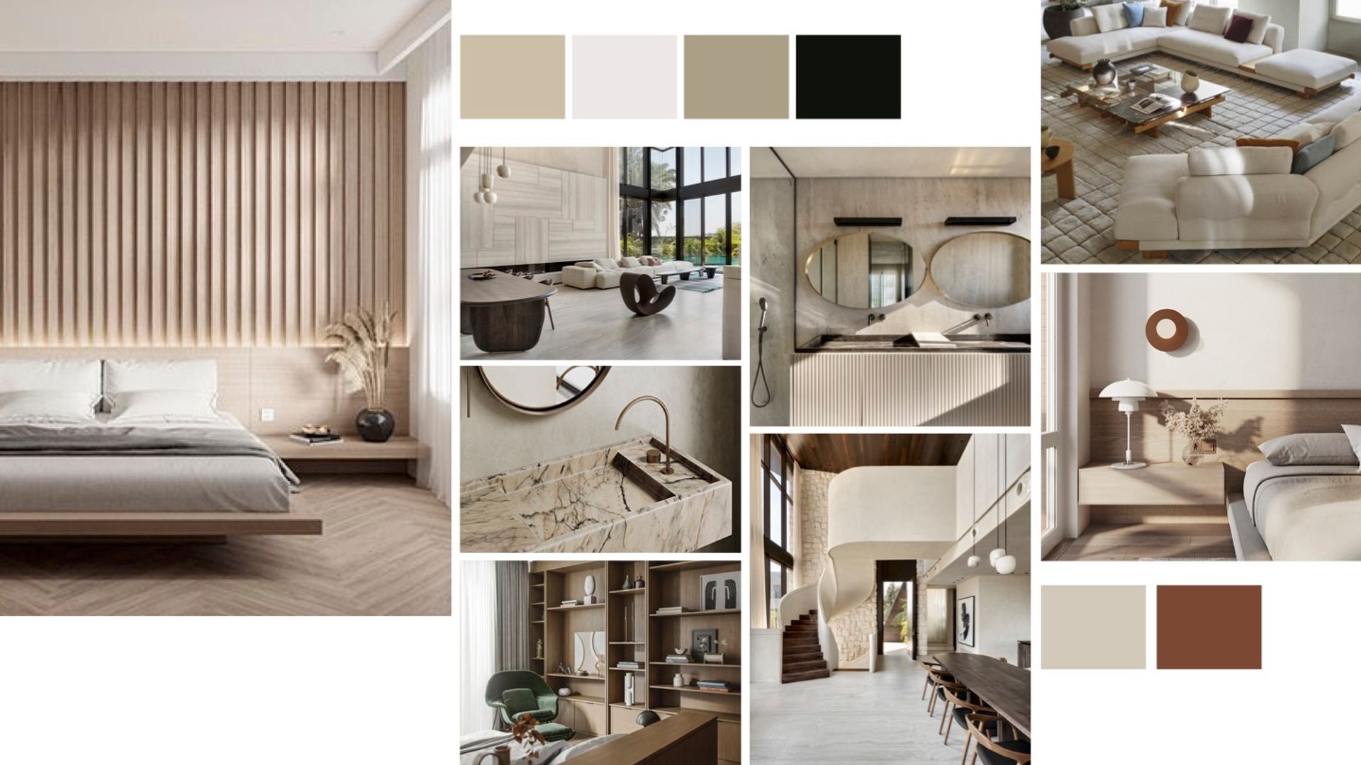 Moodboard con estancias y colores