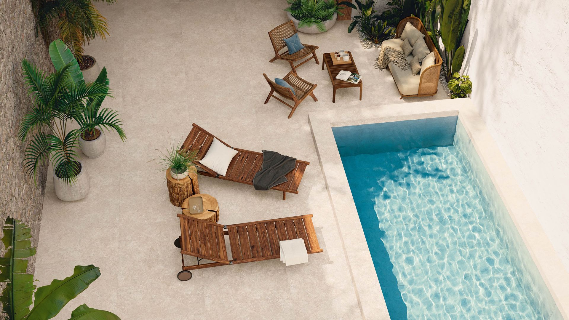 Patio con piscina