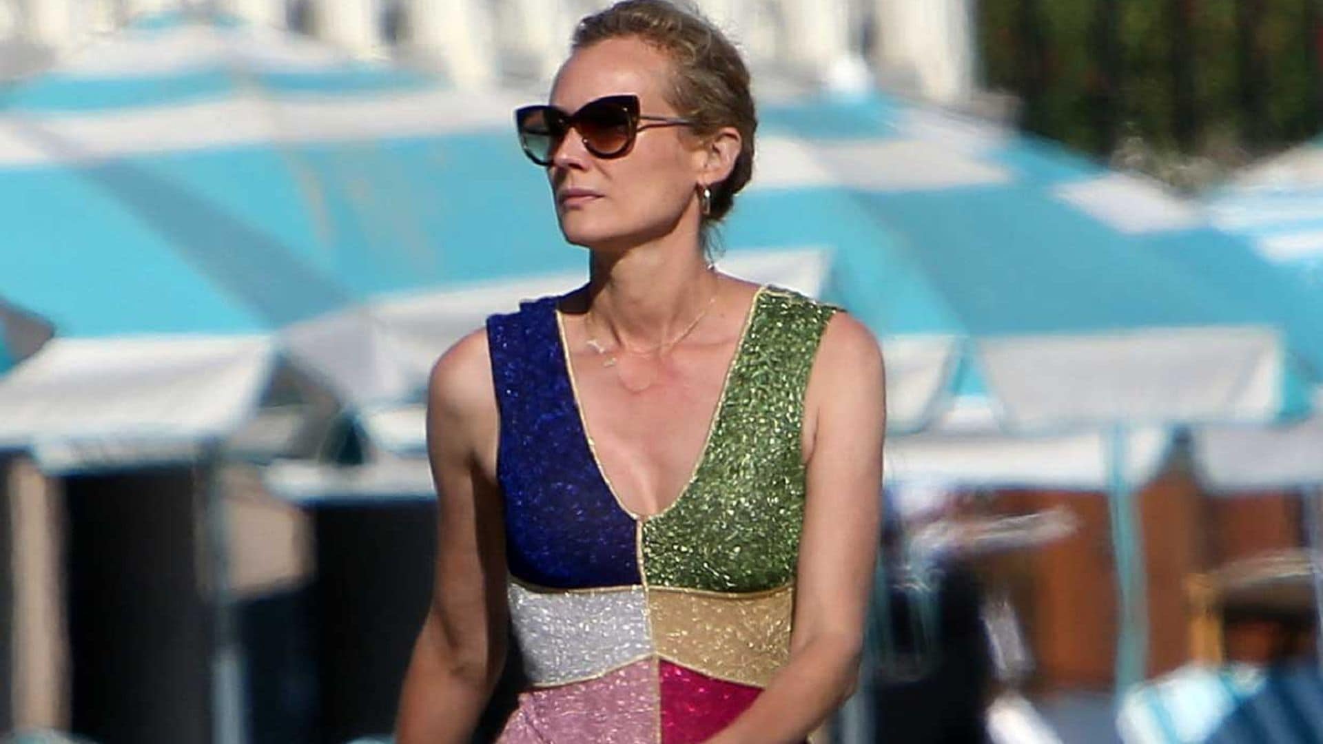 Con un bañador-body multicolor, Diane Kruger sigue siendo la reina de la belleza natural