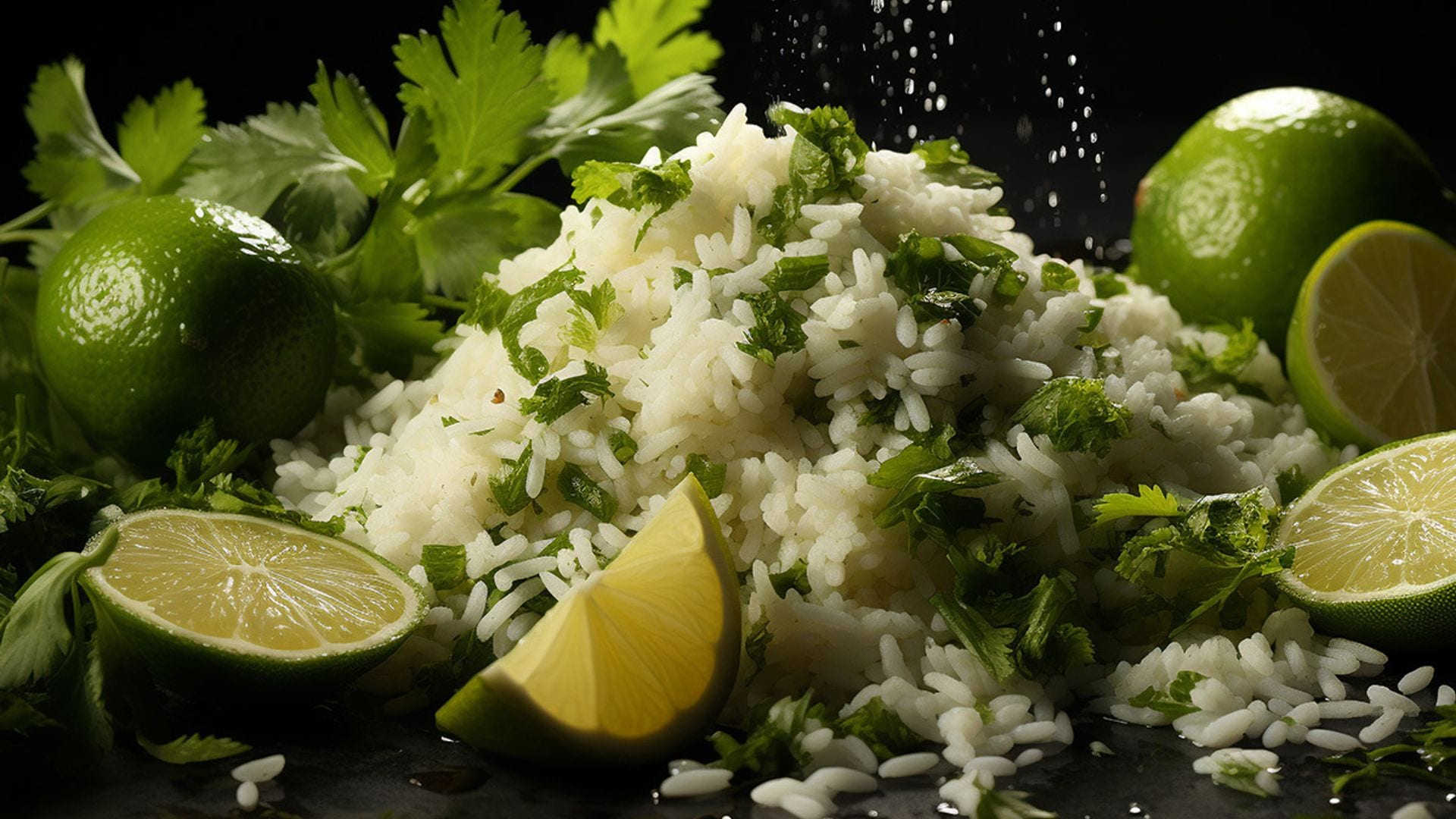 Arroz con cilantro, lima y limón