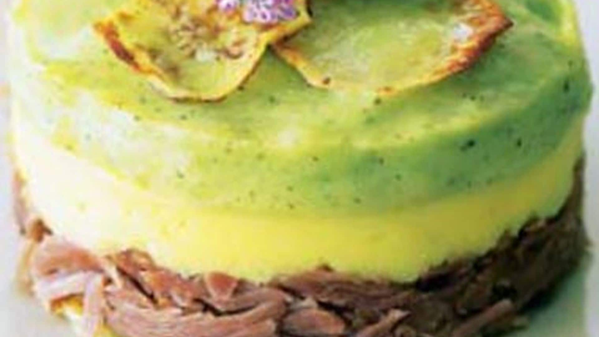 Pastel de pollo de corral con dúo de purés