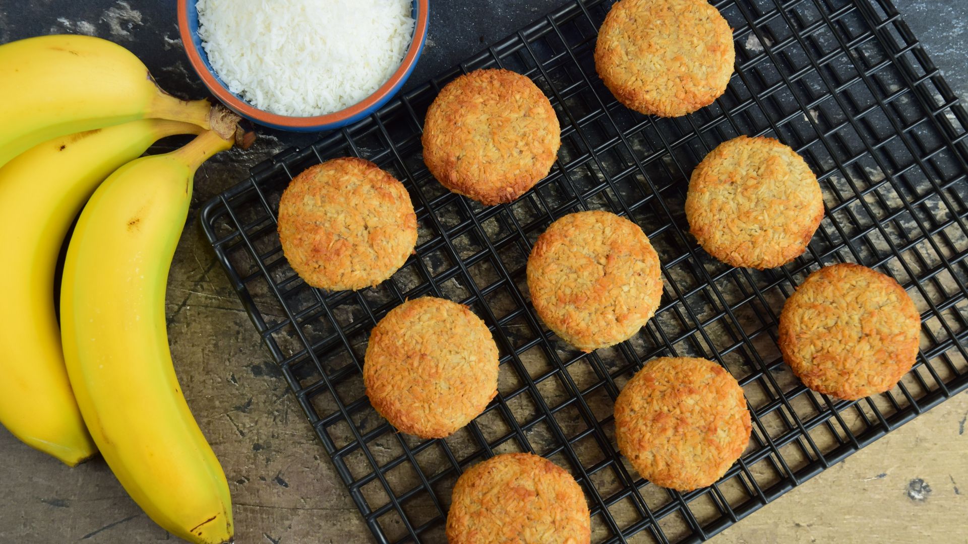 Galletas de coco y plátano sin azúcar