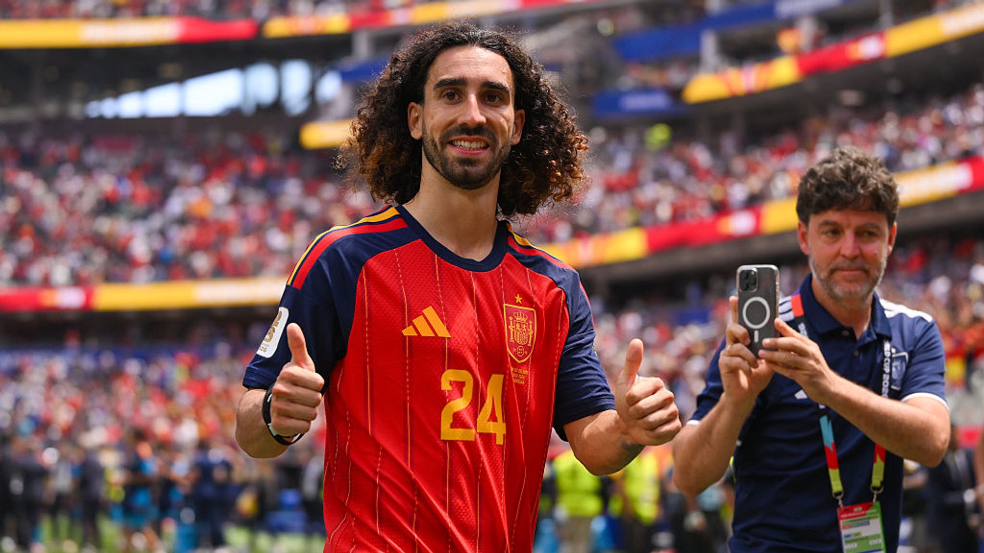 Cucurella en el partido del Mundial 2026 tras ganar a Bélgica, Los Ángeles, EEUU