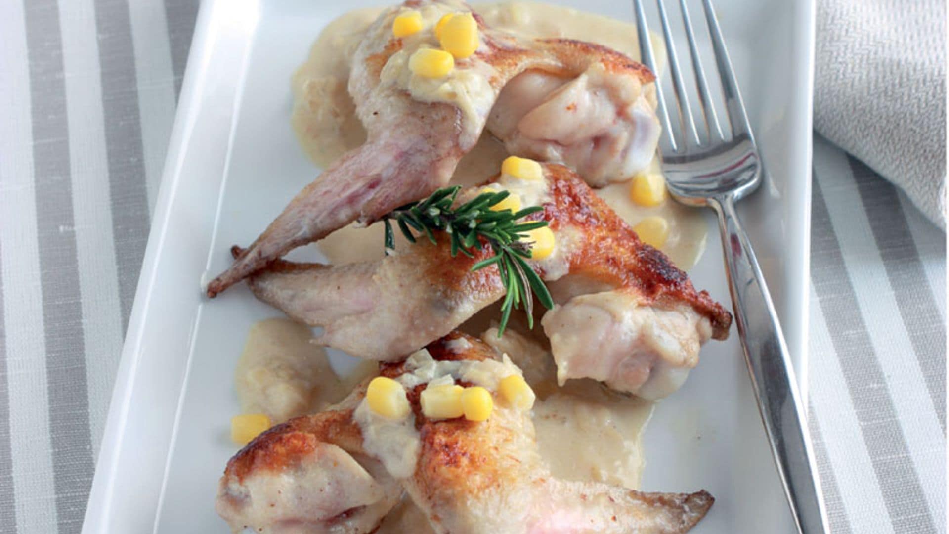 Alitas de pollo en salsa de queso