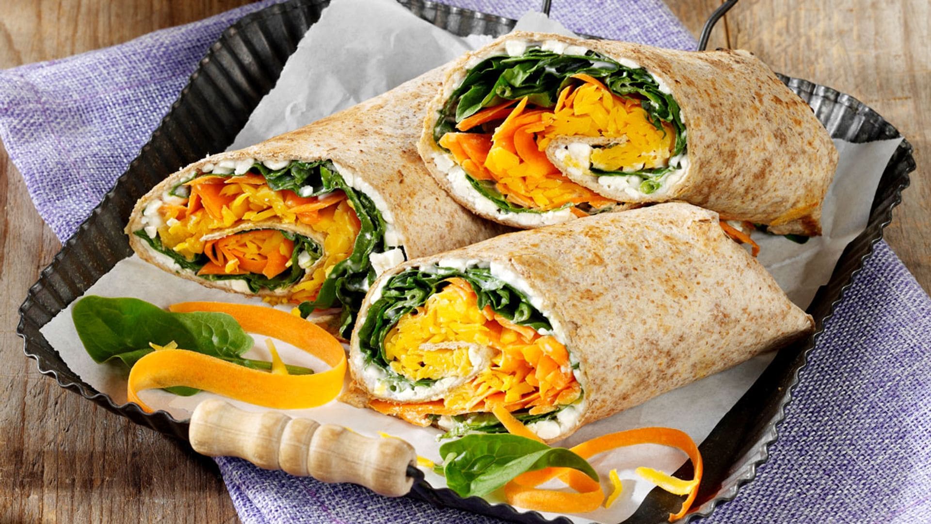 'Wraps' de verduras con mango y queso