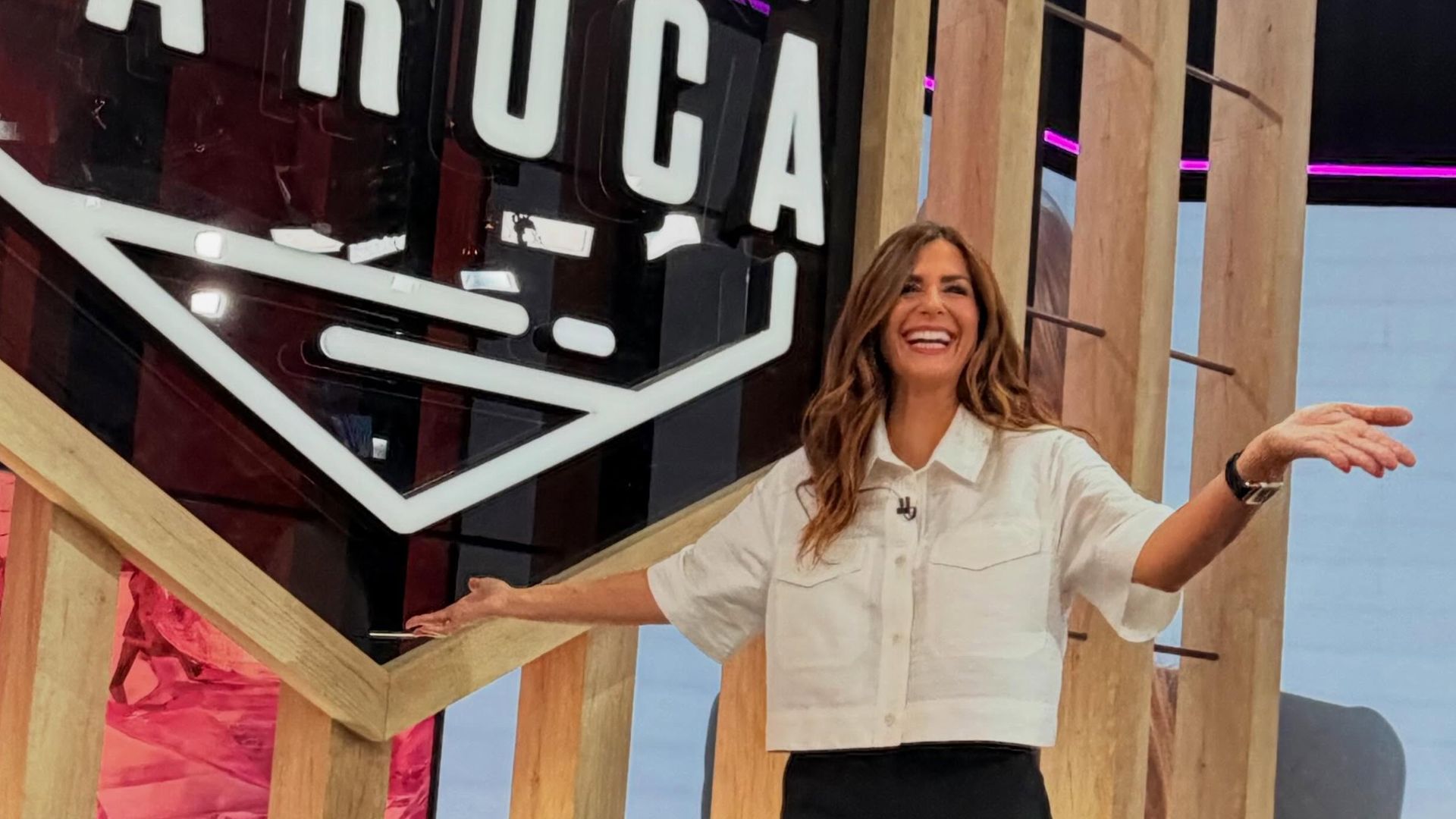 Nuria, en el plató de 'La Roca'