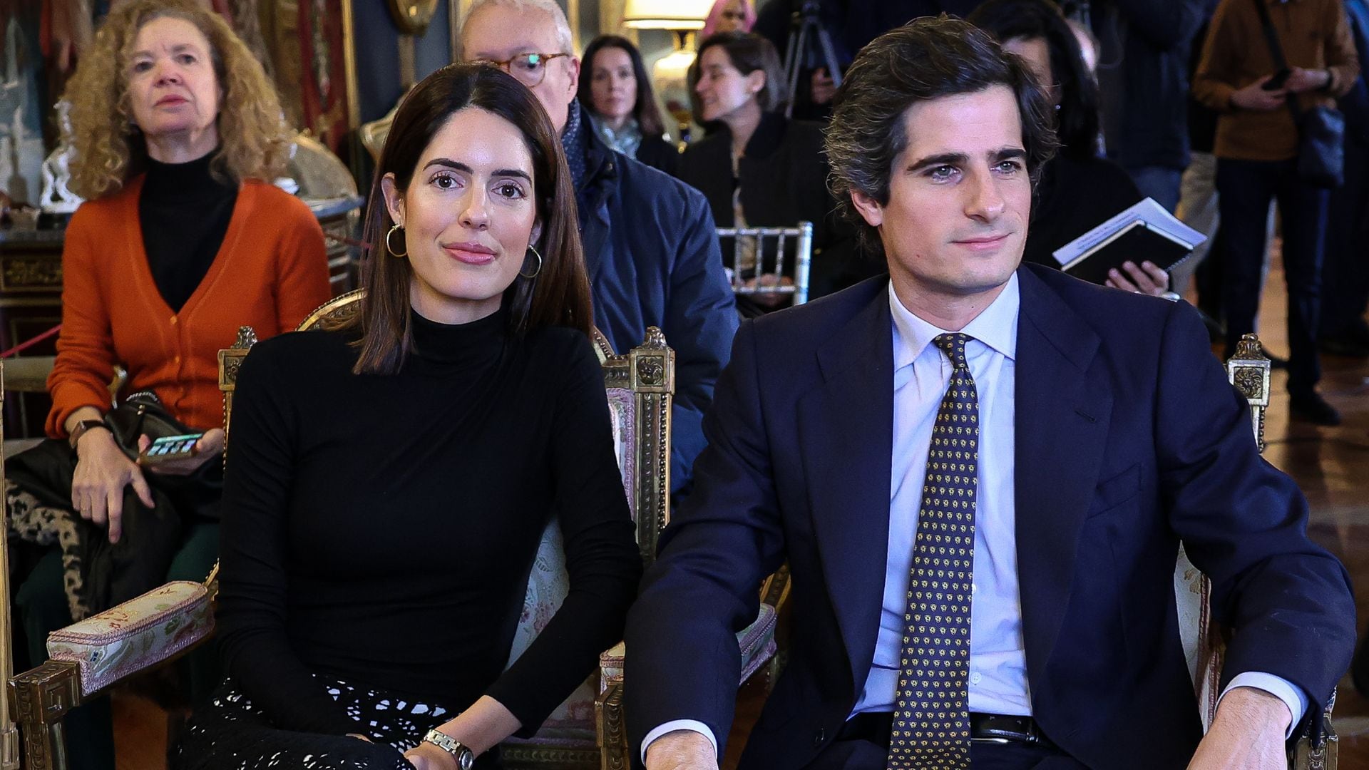 Sofía Palazuelo y Fernando Fitz-James Stuart en la presentación de Joana Vasconcelos en el Palacio de Liria, 2025. 