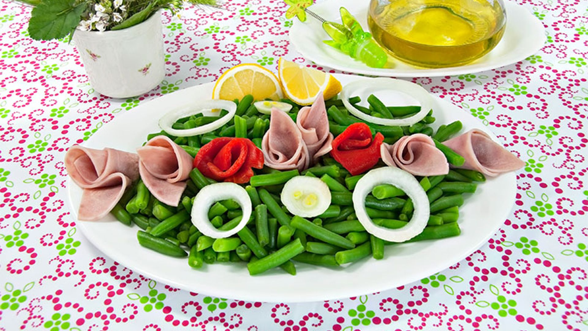 Ensalada de judías verdes y jamón cocido