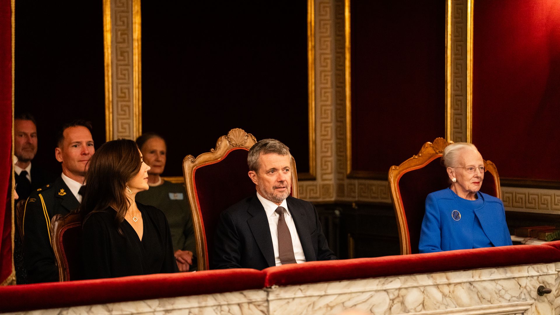 Federico y Mary de Dinamarca con la reina Margarita en un concierto celebrado el 7 de octubre de 2026