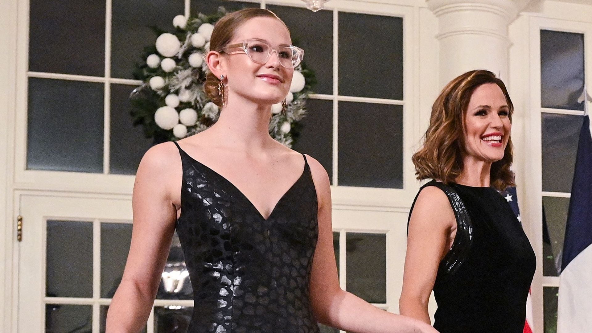 Jennifer Garner y su hija Violet Affleck en la Casa Blanca en diciembre de 2022. 