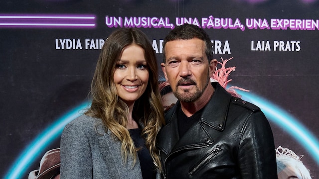 Nicole Kimpel y Antonio Banderas en el estreno de 'Gypsy' en Madrid