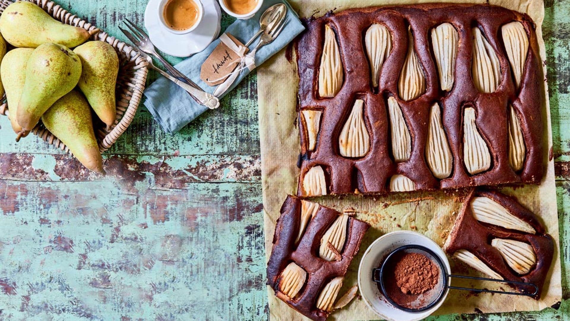 Pastel de peras, cacao y jengibre