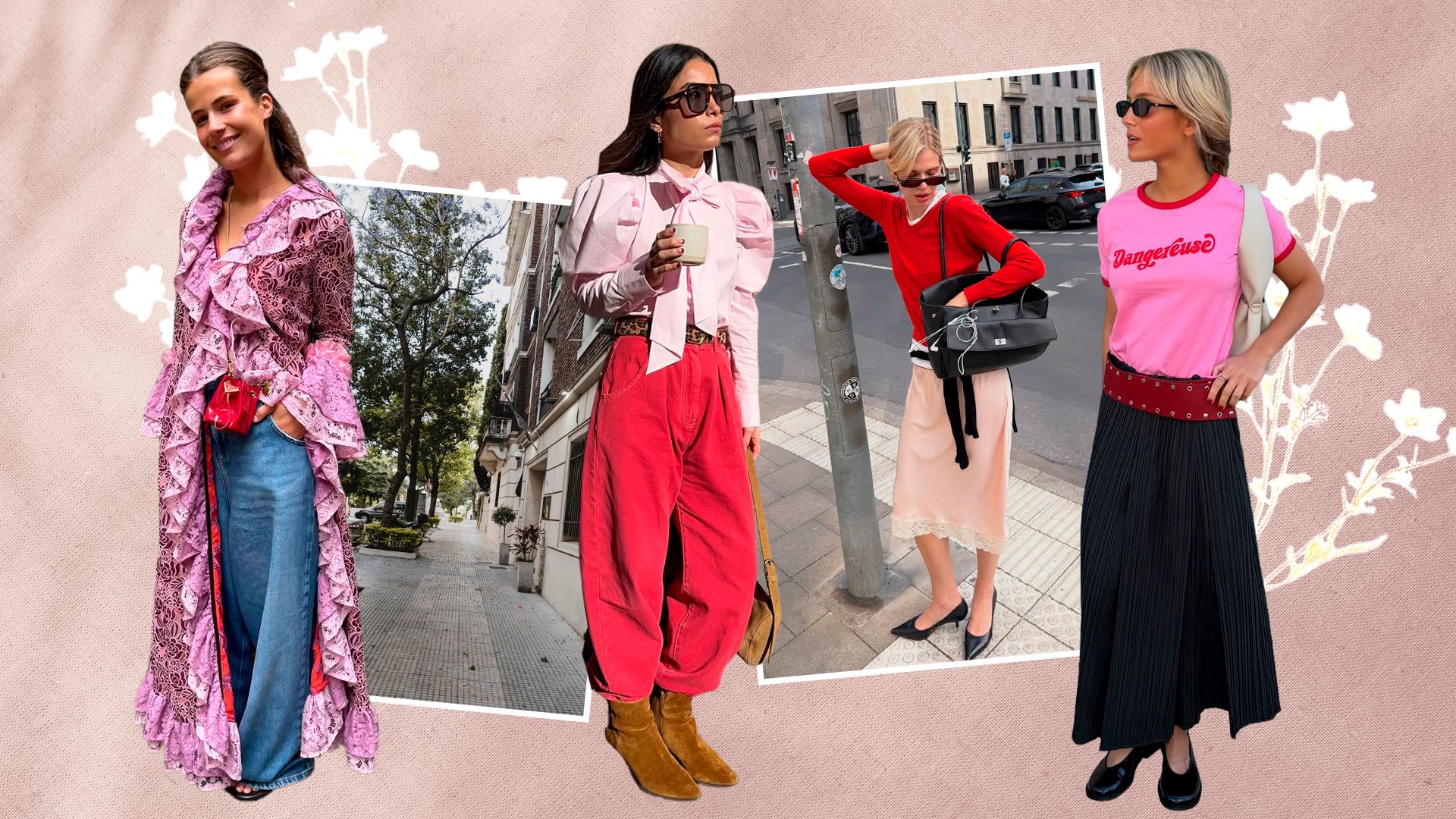 Rosa + rojo, la romántica mezcla de colores que no dejo de ver por las calles más estilosas de Madrid