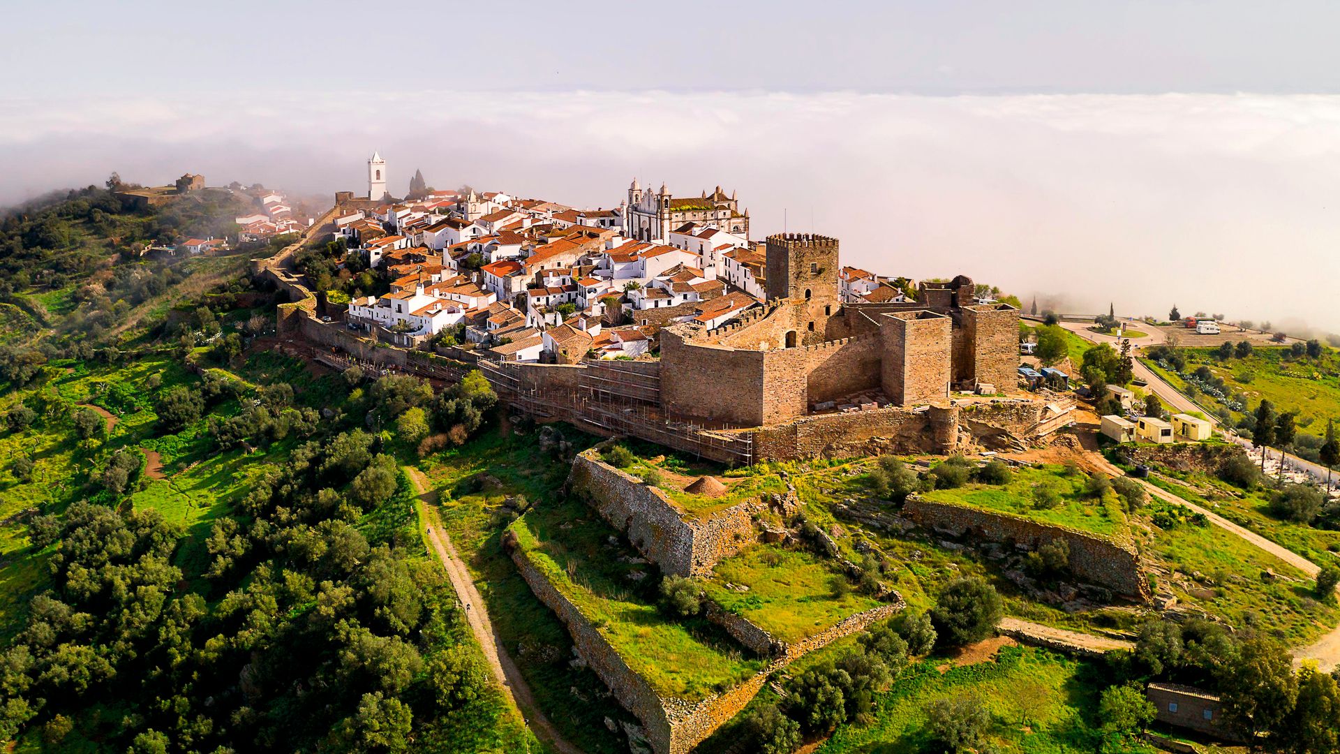 Monsaraz a vista de dron, Portugal, Alentejo