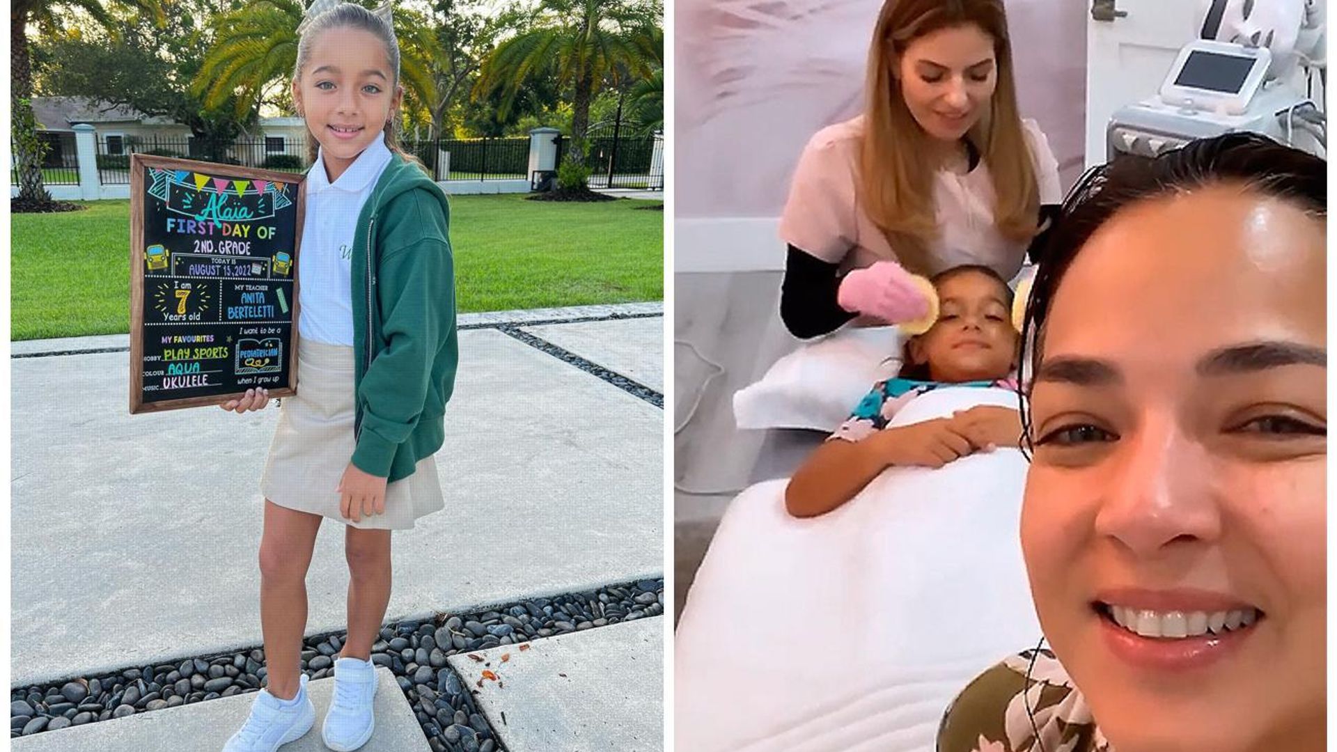 Alaïa, la hija de Adamari López, se deja consentir con un facial después de su regreso a clases