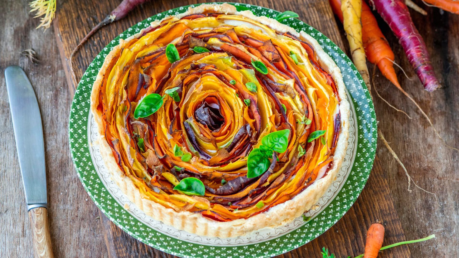 Tarta de zanahorias de tres colores