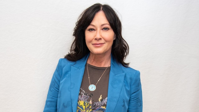 Shannen Doherty en una rueda de prensa en el hotel Four Seasons de Beverly Hills, 2019