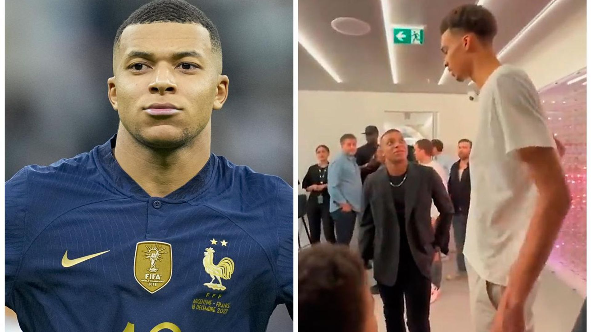 La reacción de Mbappé al encontrarse con su ídolo se hace viral, ¡tenía que mirar al techo para verlo!