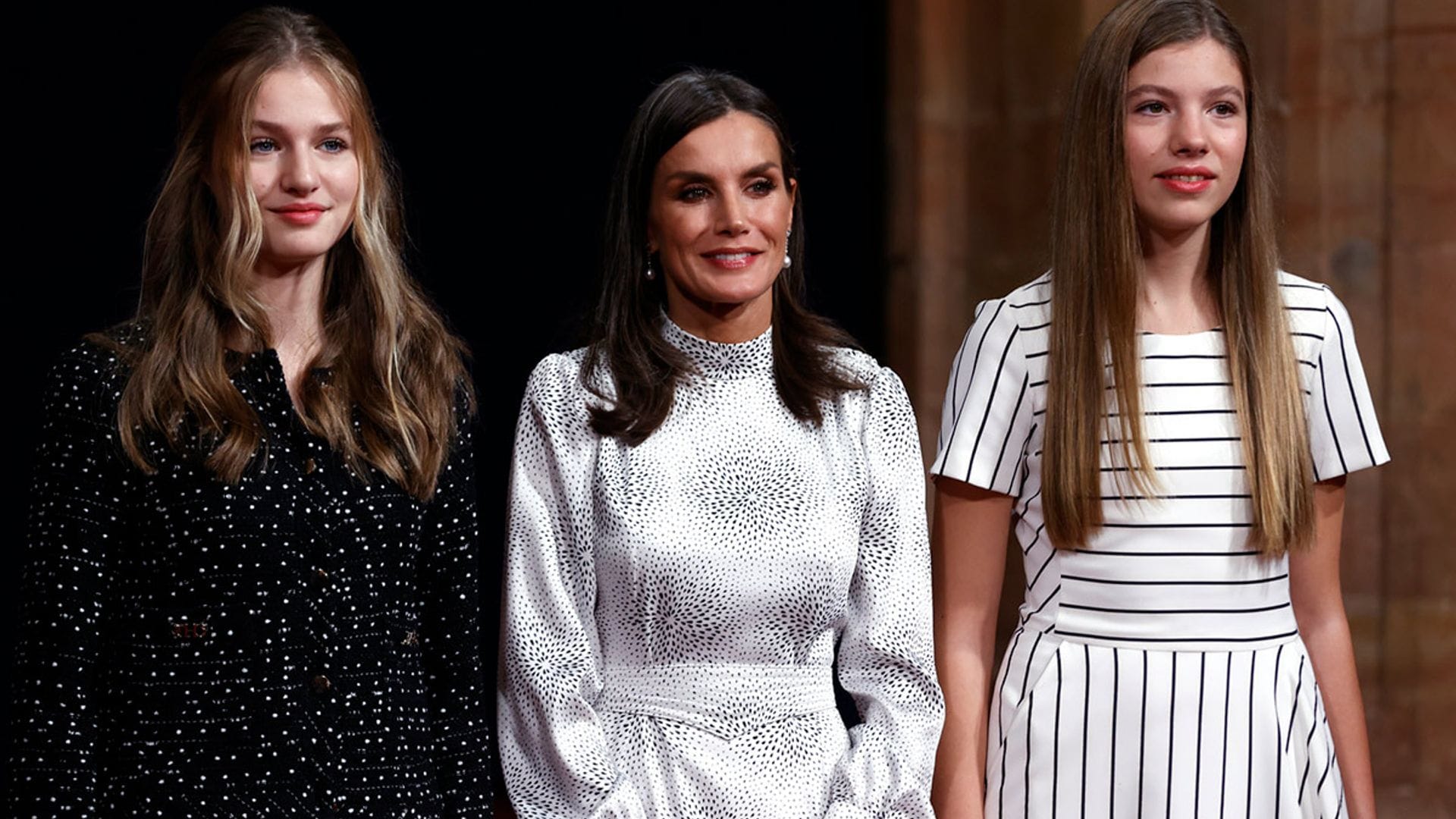 Doña Letizia recupera en Oviedo el vestido puntillista de su cita con Isabel II