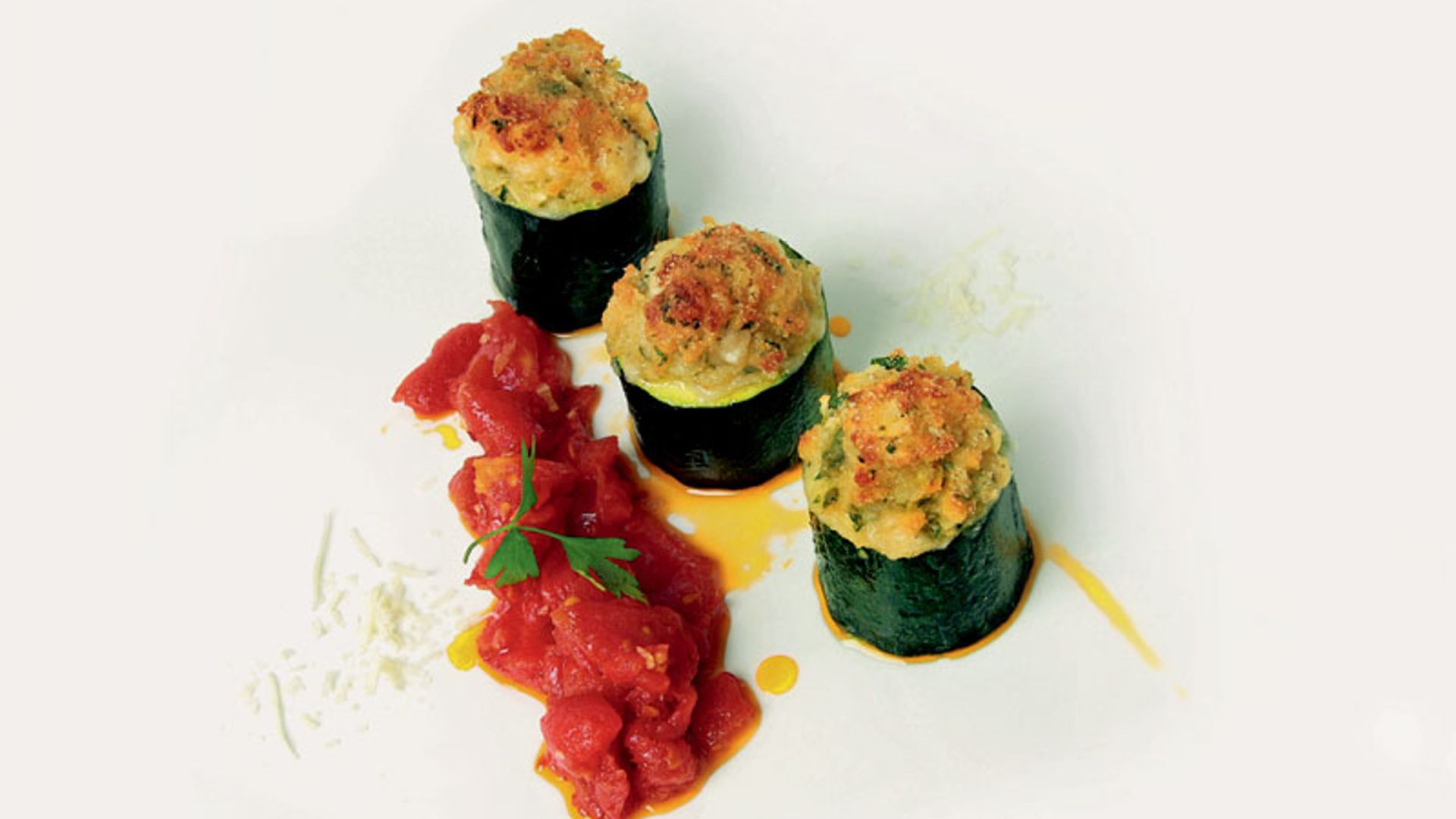 Calabacines rellenos de queso manchego