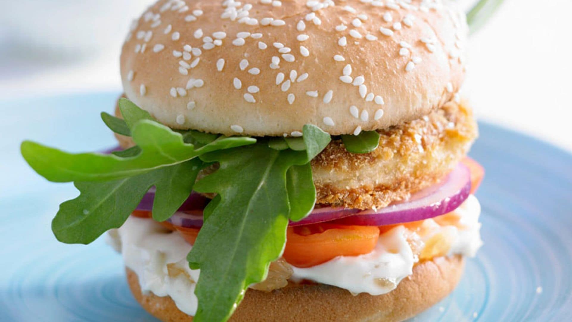 Hamburguesa de merluza con mayonesa de jengibre