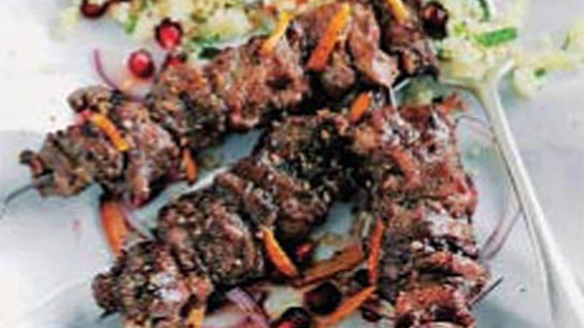 Brochetas de cordero con cuscús