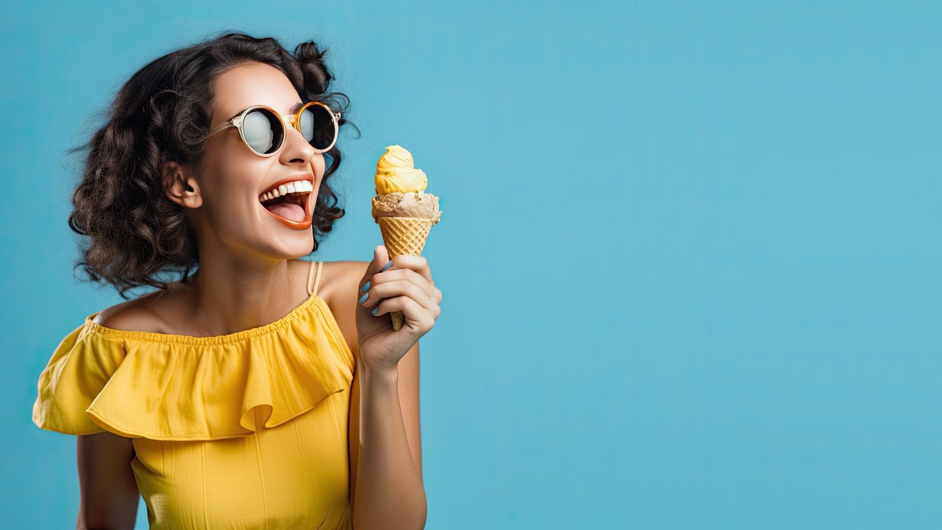 Mujer comiendo helado