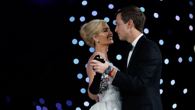 WASHINGTON, DC - JANUARY 20: Ivanka Trump dances with her husband Jared Kushner at the Liberty Inaugural Ball on January 20, 2025 in Washington, DC.  President  DonaldTrump attends some of the inaugural balls after taking the oath as the 47th president. (Photo by Anna Moneymaker/Getty Images)