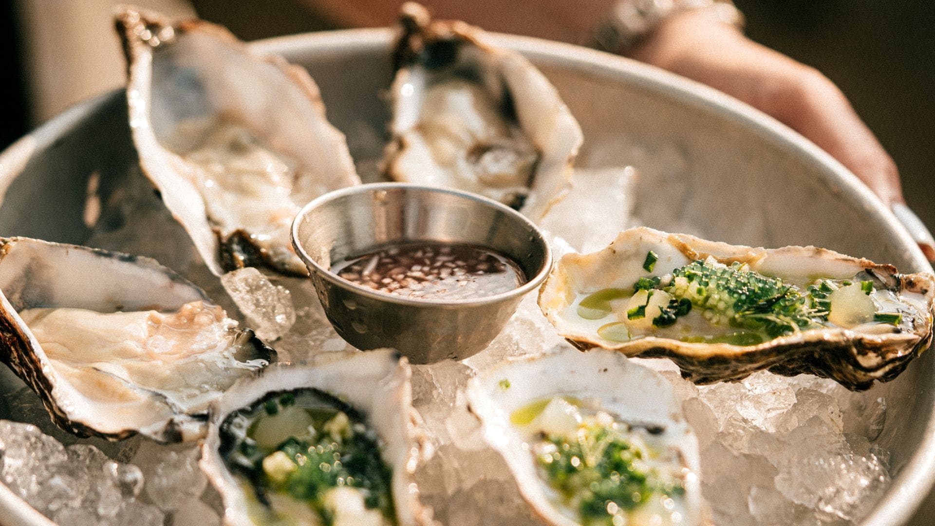 Ostras francesas con vinagreta