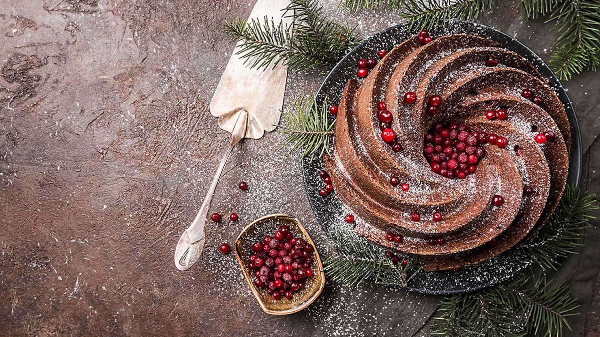 Bundt cake de chocolate y jengibre con arándanos