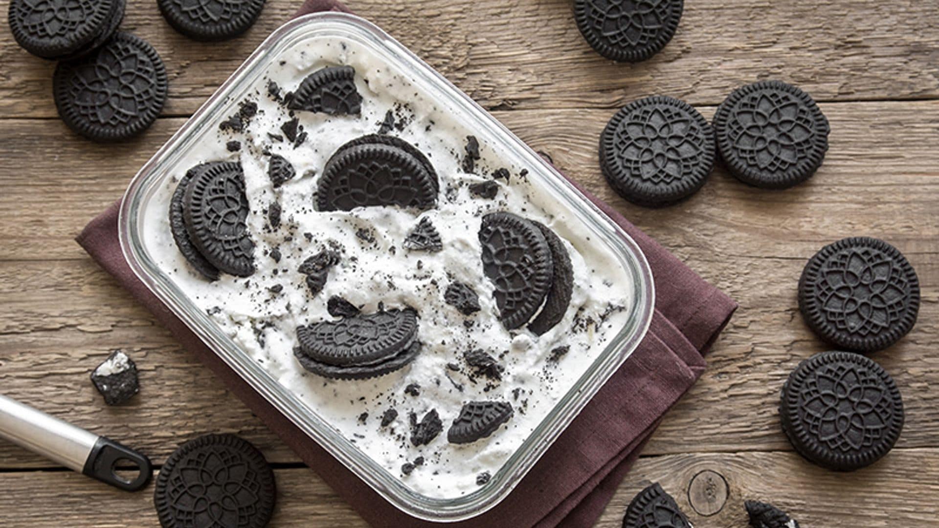 Helado casero de galletas Oreo