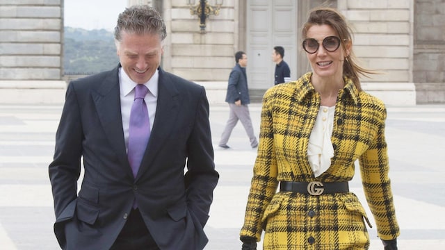 Mexican businessman Elias Sacal and model Mar Flores are seen visiting Royal Palace on March 22, 2017 in Madrid, Spain.
