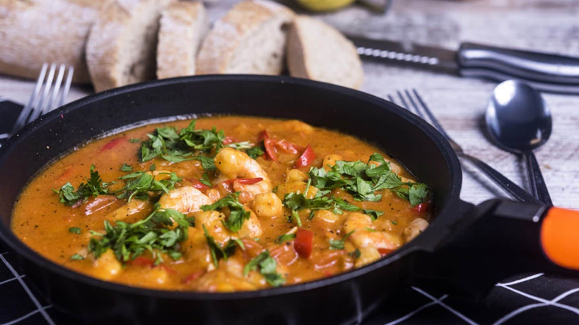 Guiso picante de gambas