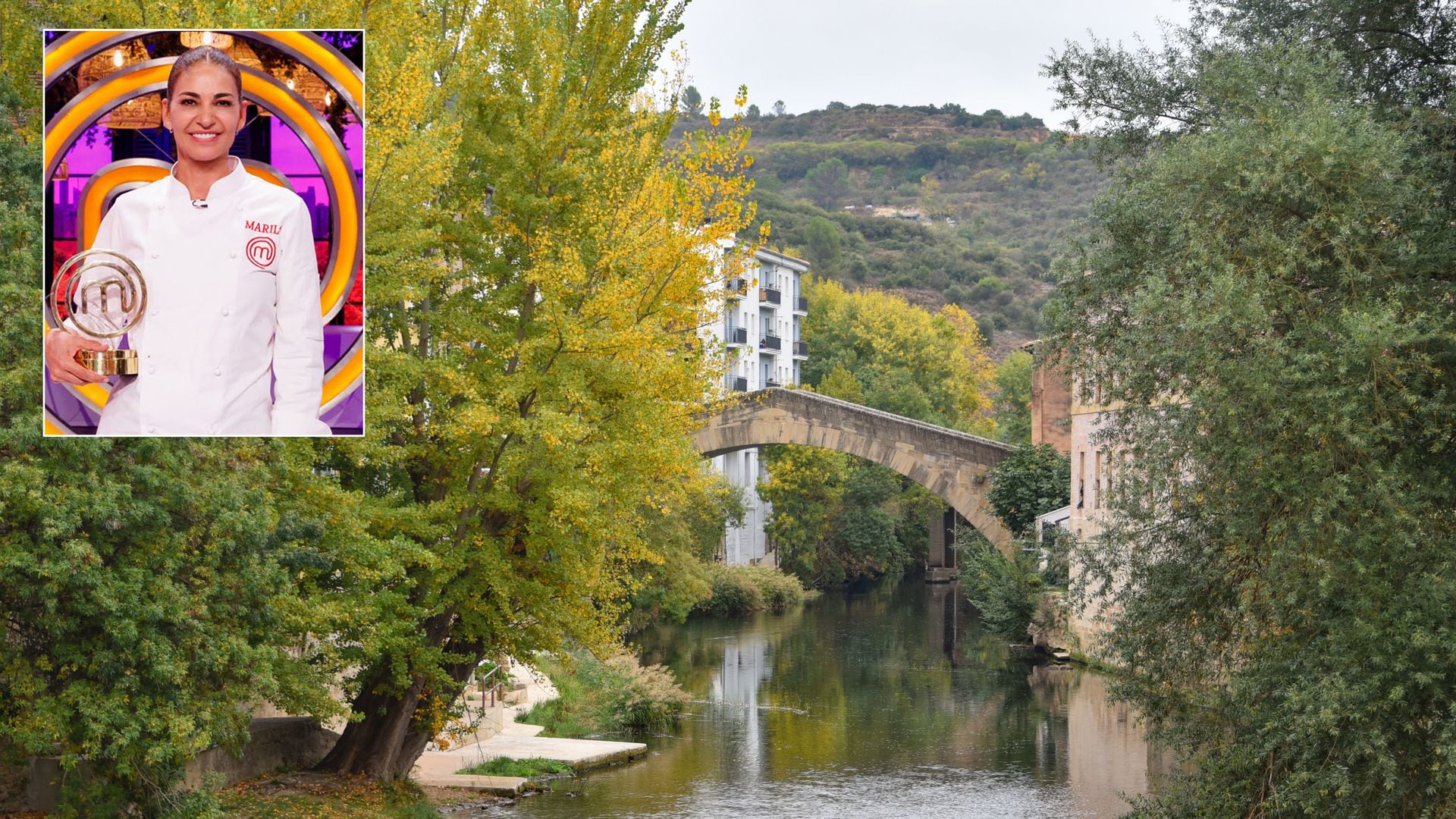 Mariló Montero y el puente medieval de su pueblo, Estella, Navarra