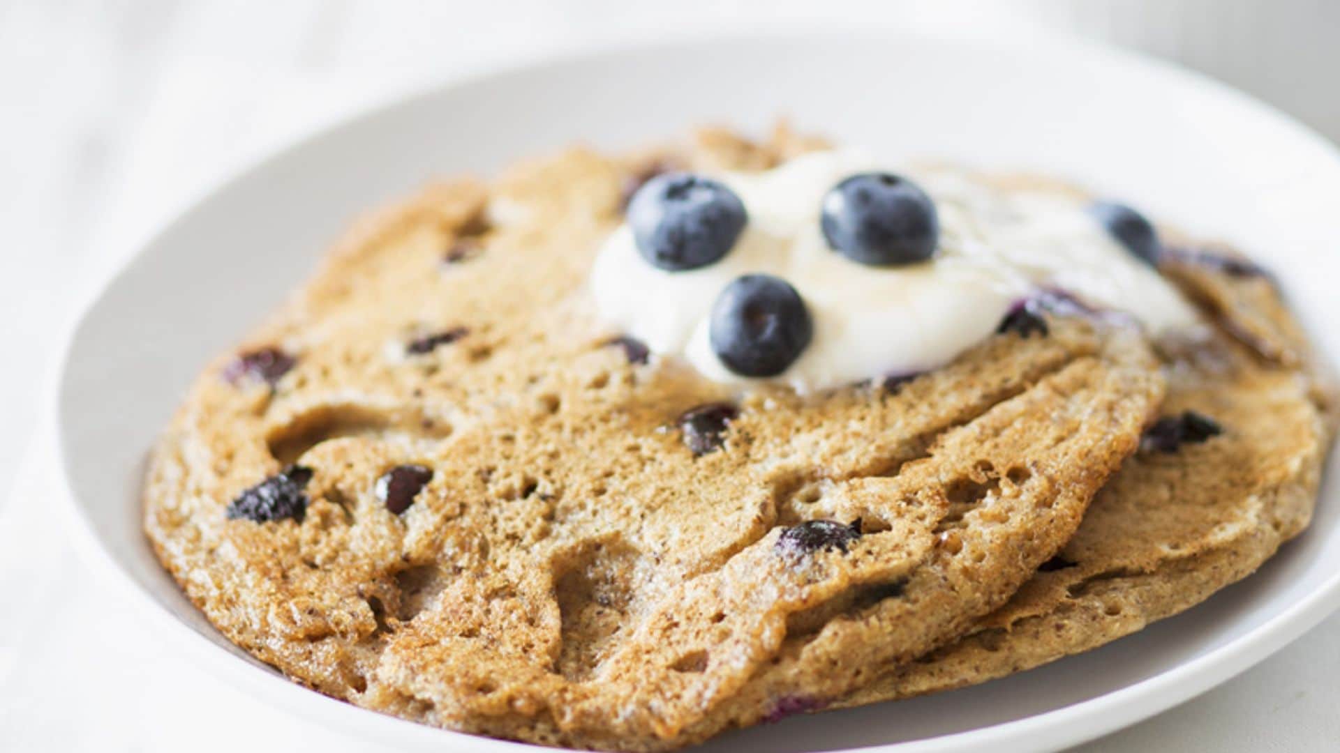 Tortitas veganas de arándanos y yogur de soja