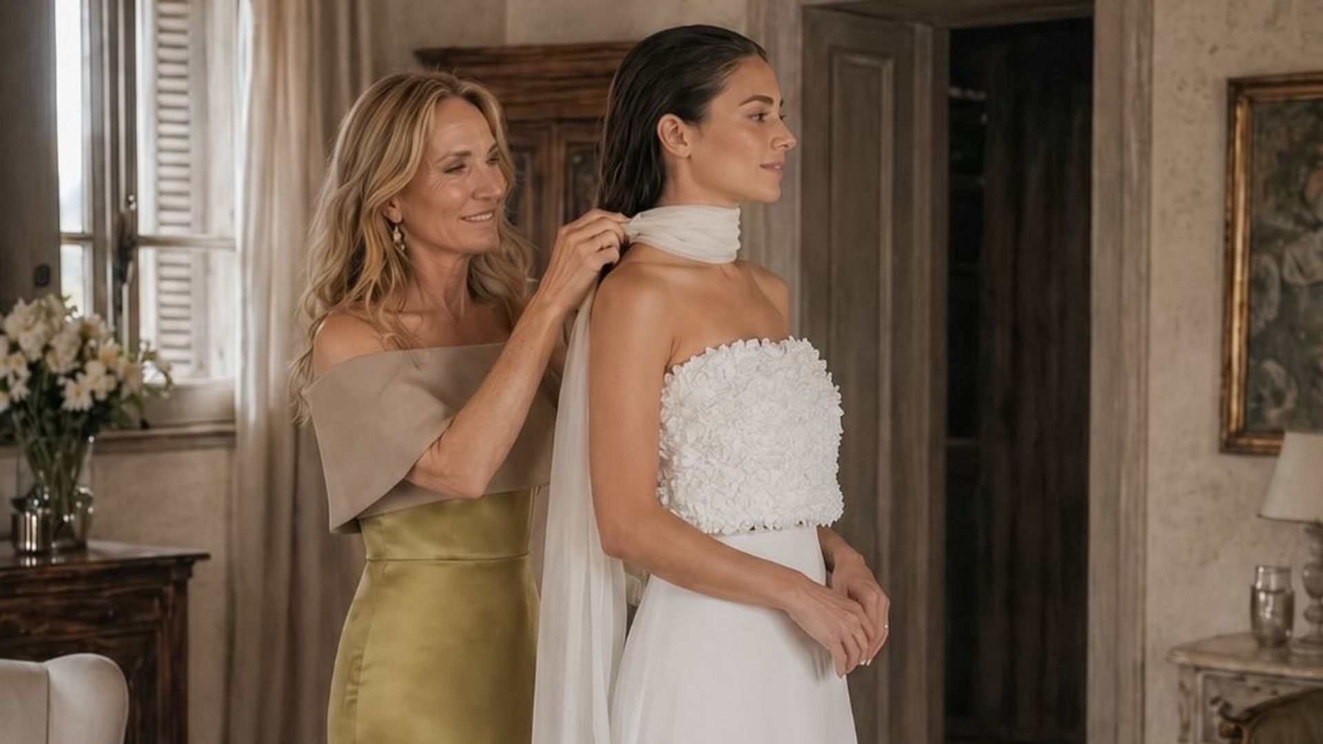 Madre de la novia con vestido de boda de verano