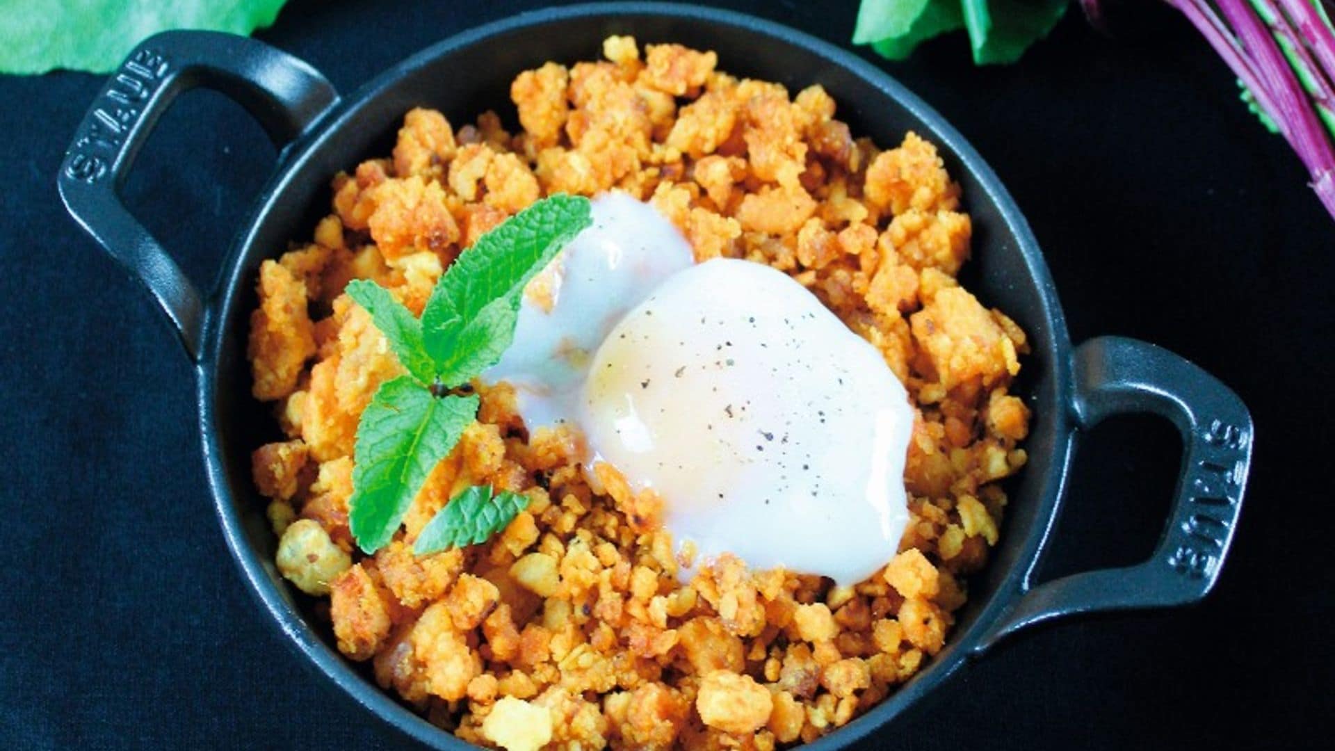 Migas de pan de molde al pastor