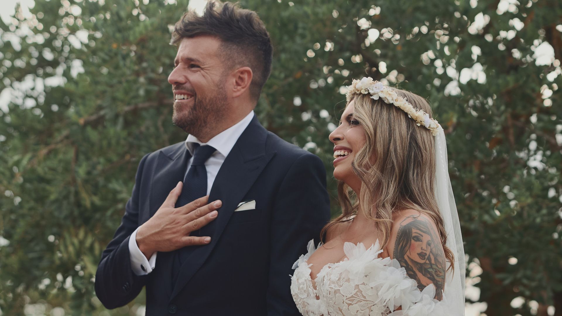 Pablo López y Laura Rubio durante la ceremonia en su segunda boda