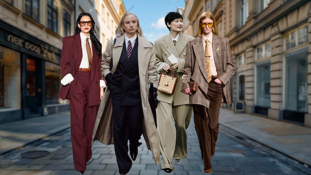 Looks con traje oversize y corbatas