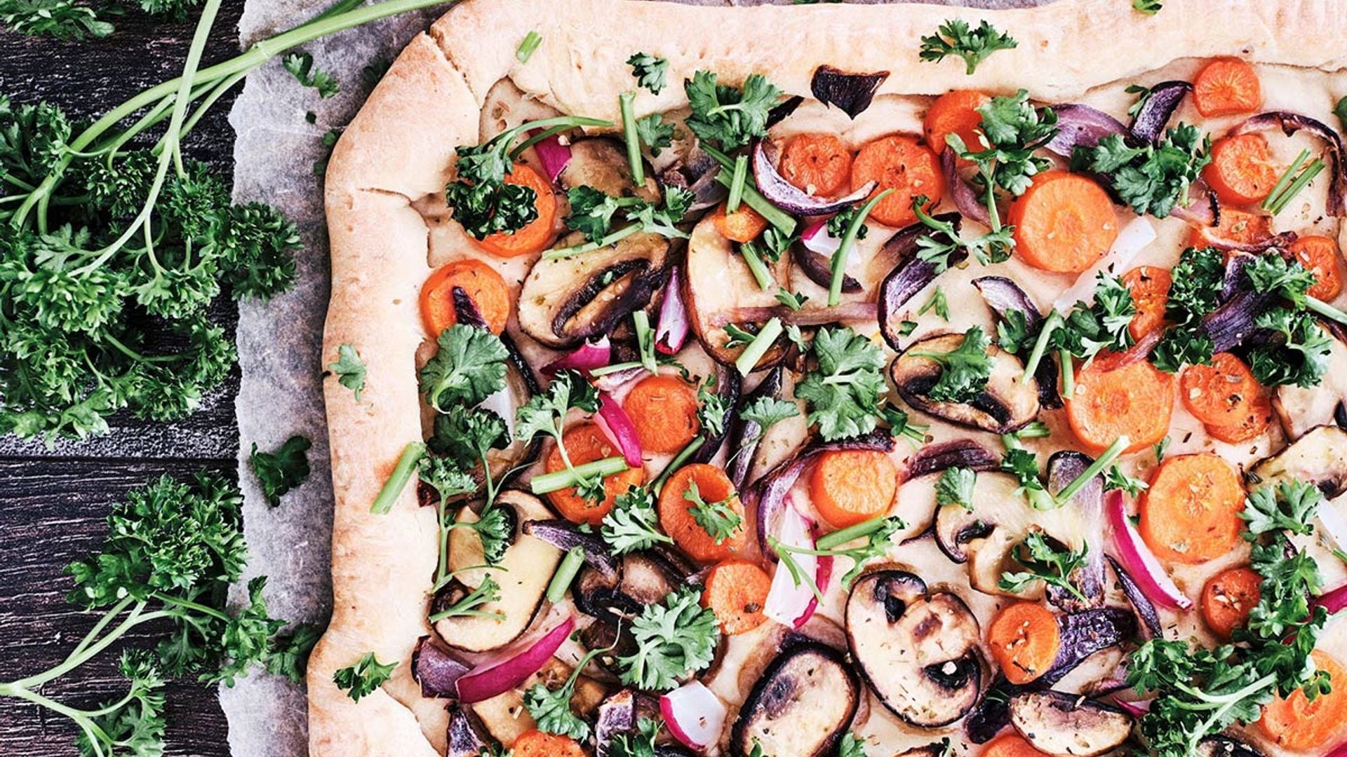 Pizza vegana de espelta con champiñones