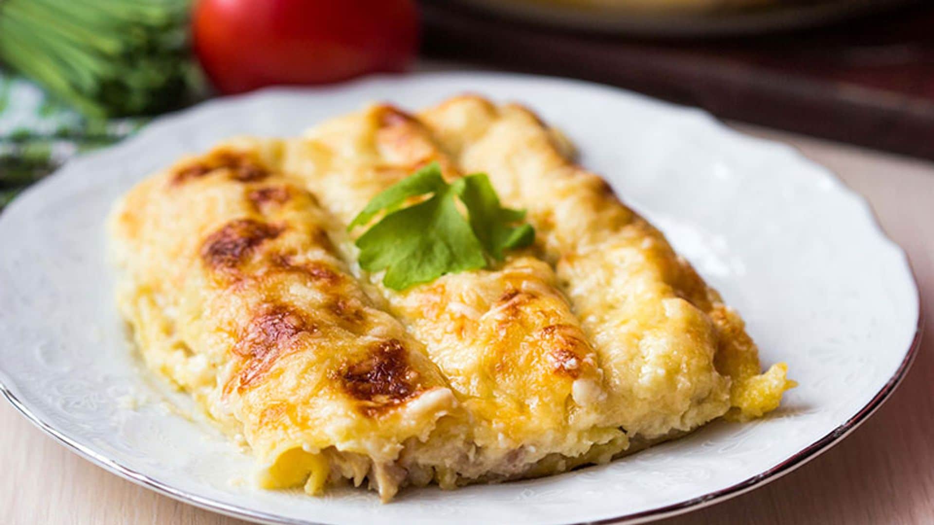 Canelones vegetales de lombarda, calabacín y puerro