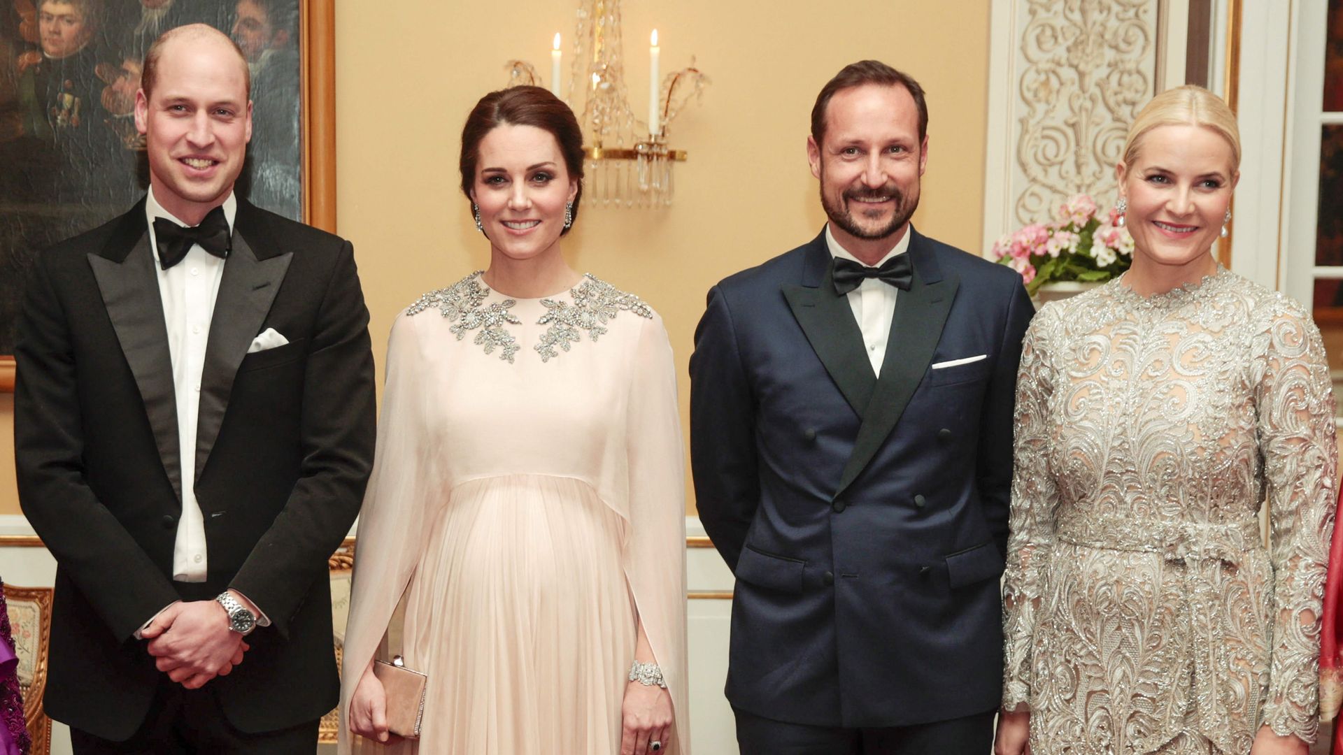 Kate Middleton, el príncie Guillermo, Haakon de Noruega y la princesa Mette-Marit en 2018