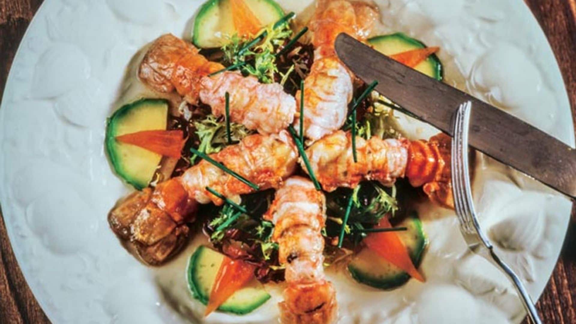 Ensalada de cigalas con vinagreta de vainilla