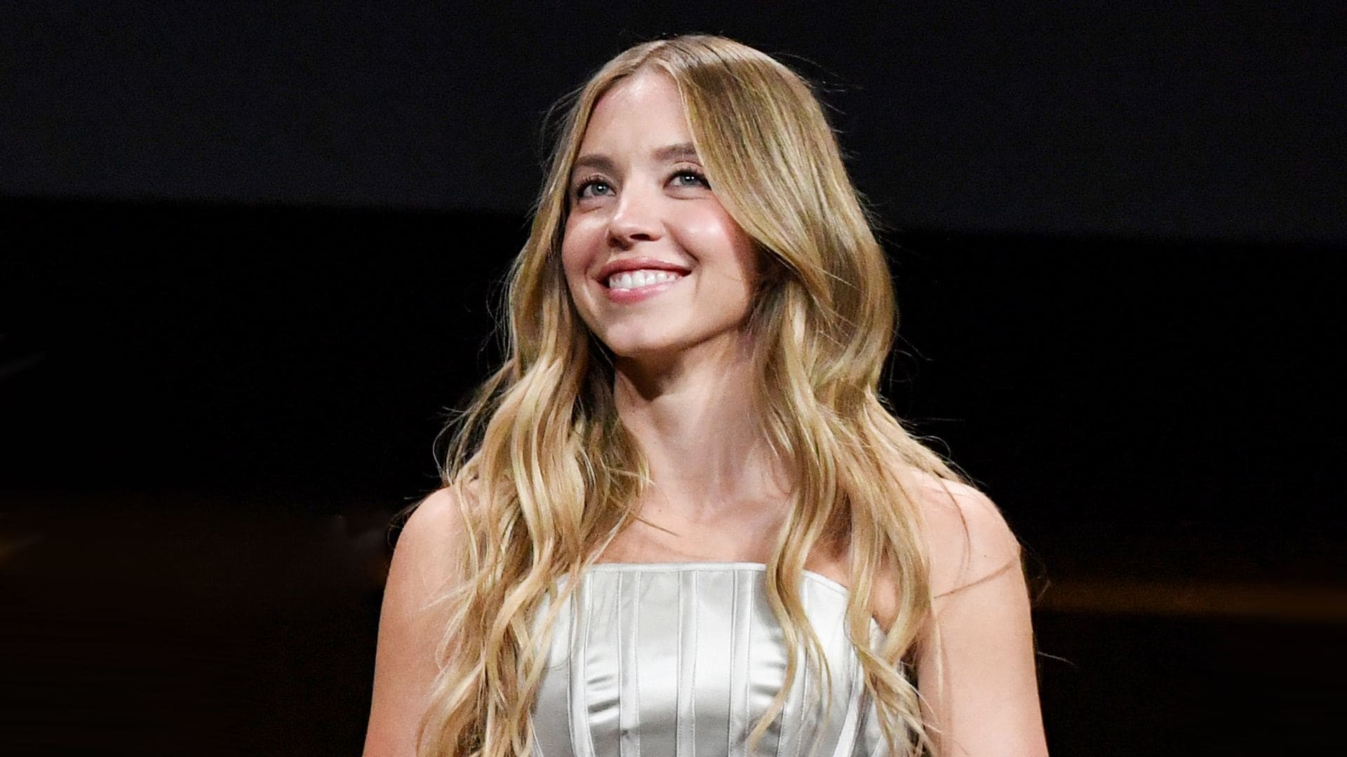LAS VEGAS, NEVADA - APRIL 01: Sydney Sweeney speaks onstage at the Lionsgate presentation during 2025 CinemaCon at Caesars Palace on April 01, 2025 in Las Vegas, Nevada.  (Photo by Jon Kopaloff/Getty Images for Lionsgate)