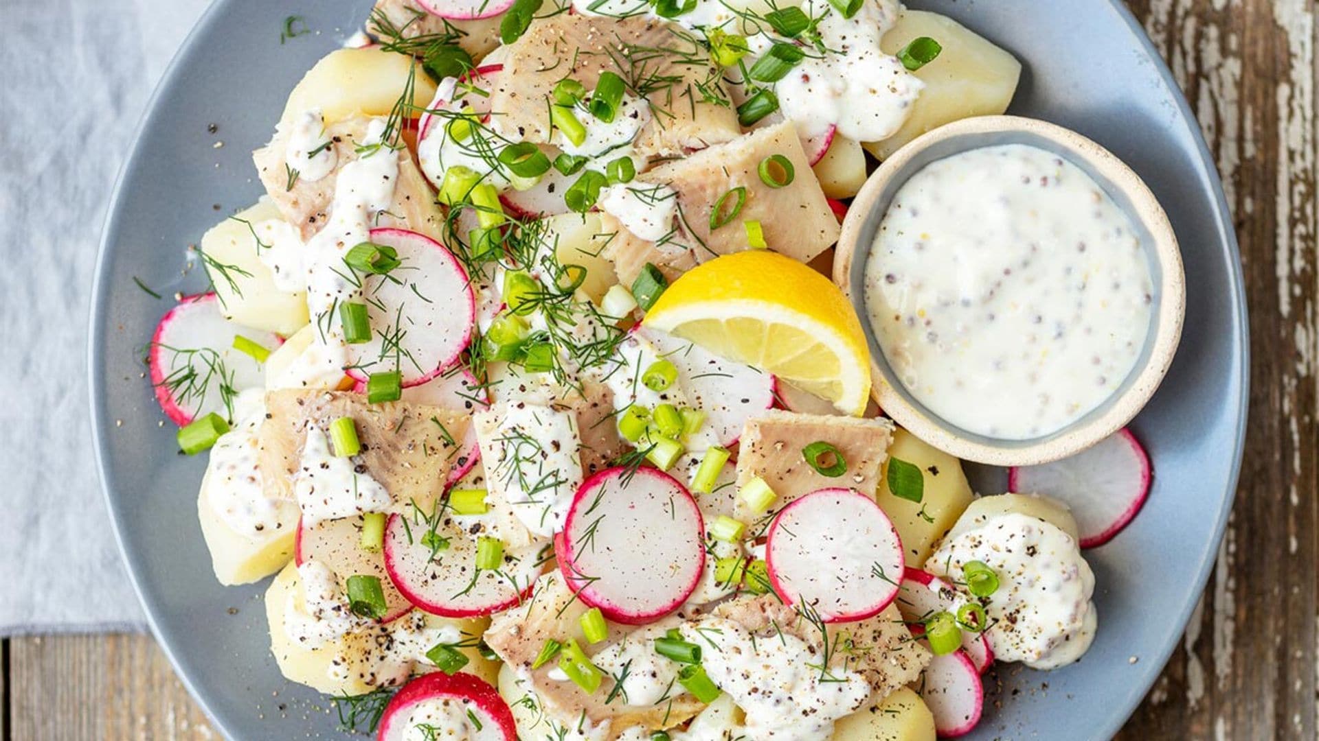 Ensalada de patata y trucha ahumada