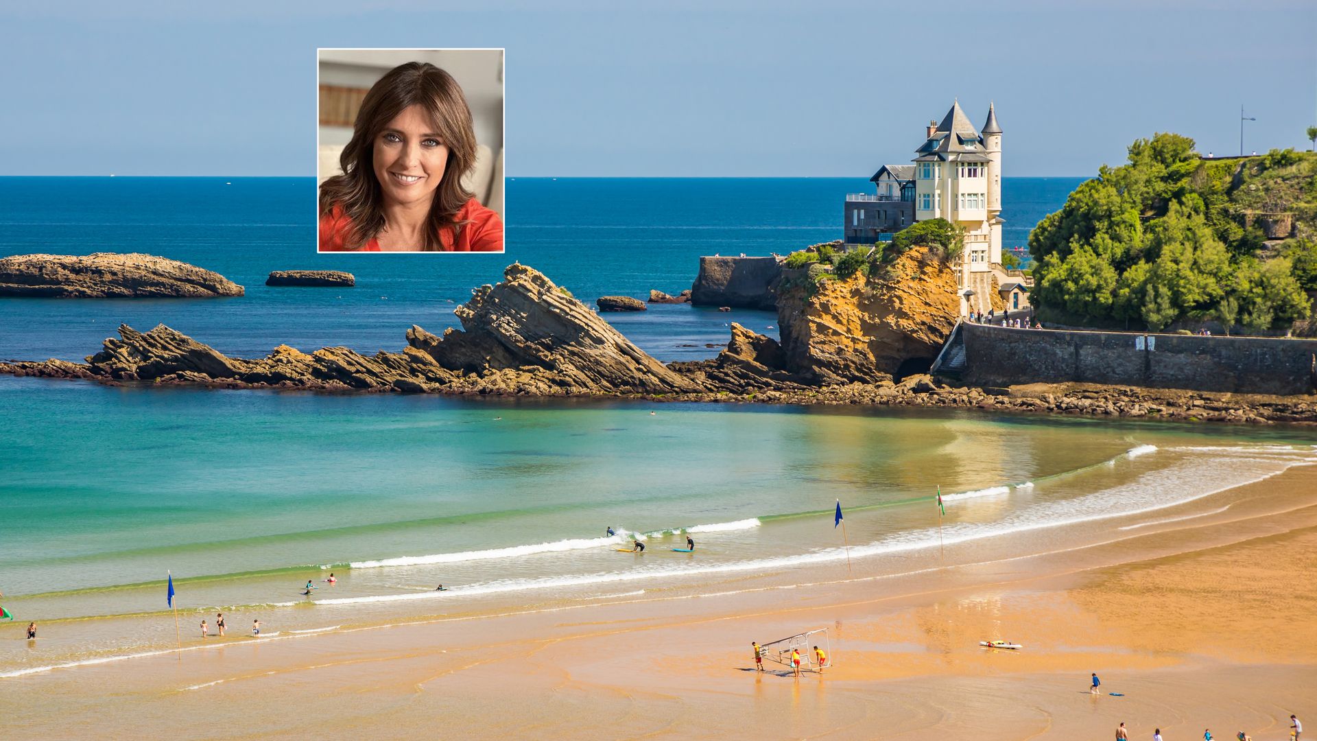Helena Resano y playa de Biarritz, Francia
