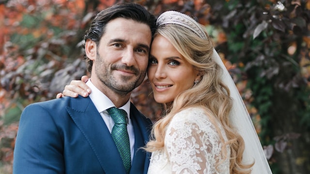 Angie Rigueiro y su marido el día de su boda